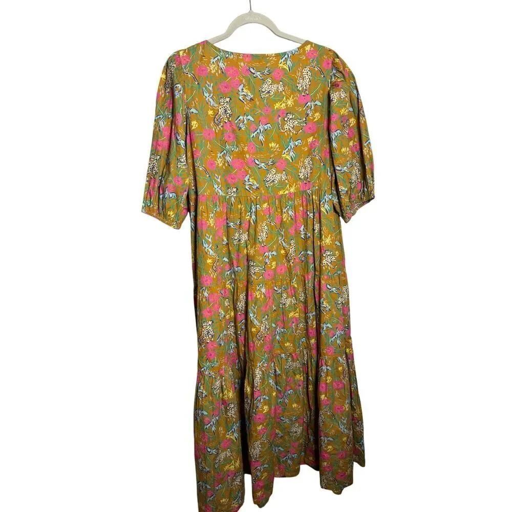 The Tiny Tassel Henley Midi Dress in Safari Print Women’s Sz. M - Picture 4 of 6